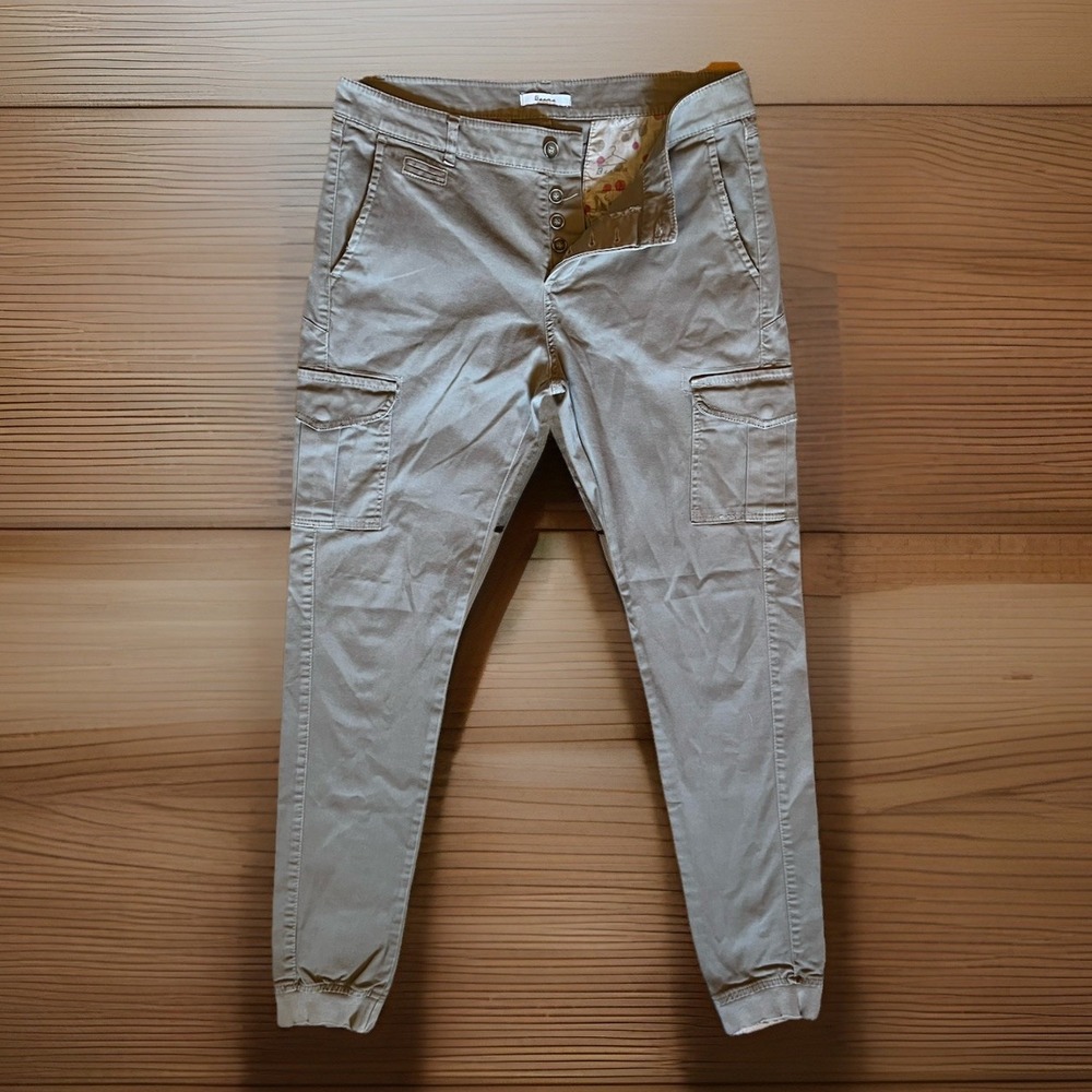 Berna Italia Cargo Jogger Pants Men's 35x34 Tan Button Fly Hipster Boho Sleek